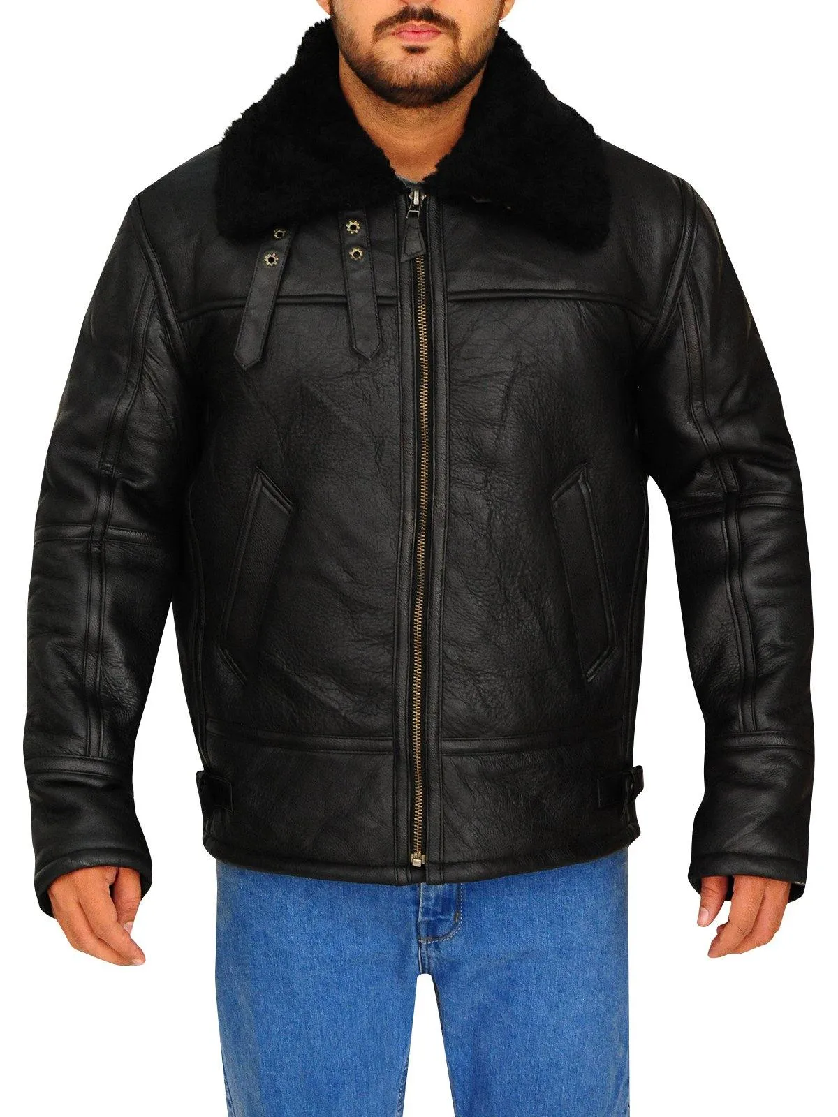 Black B3 Aviator Sheepskin Bomber Jacket