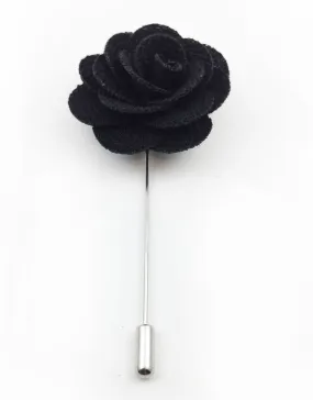 Black Lapel Flower Pin