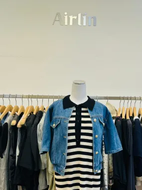 blue denim jacket-short sleeved