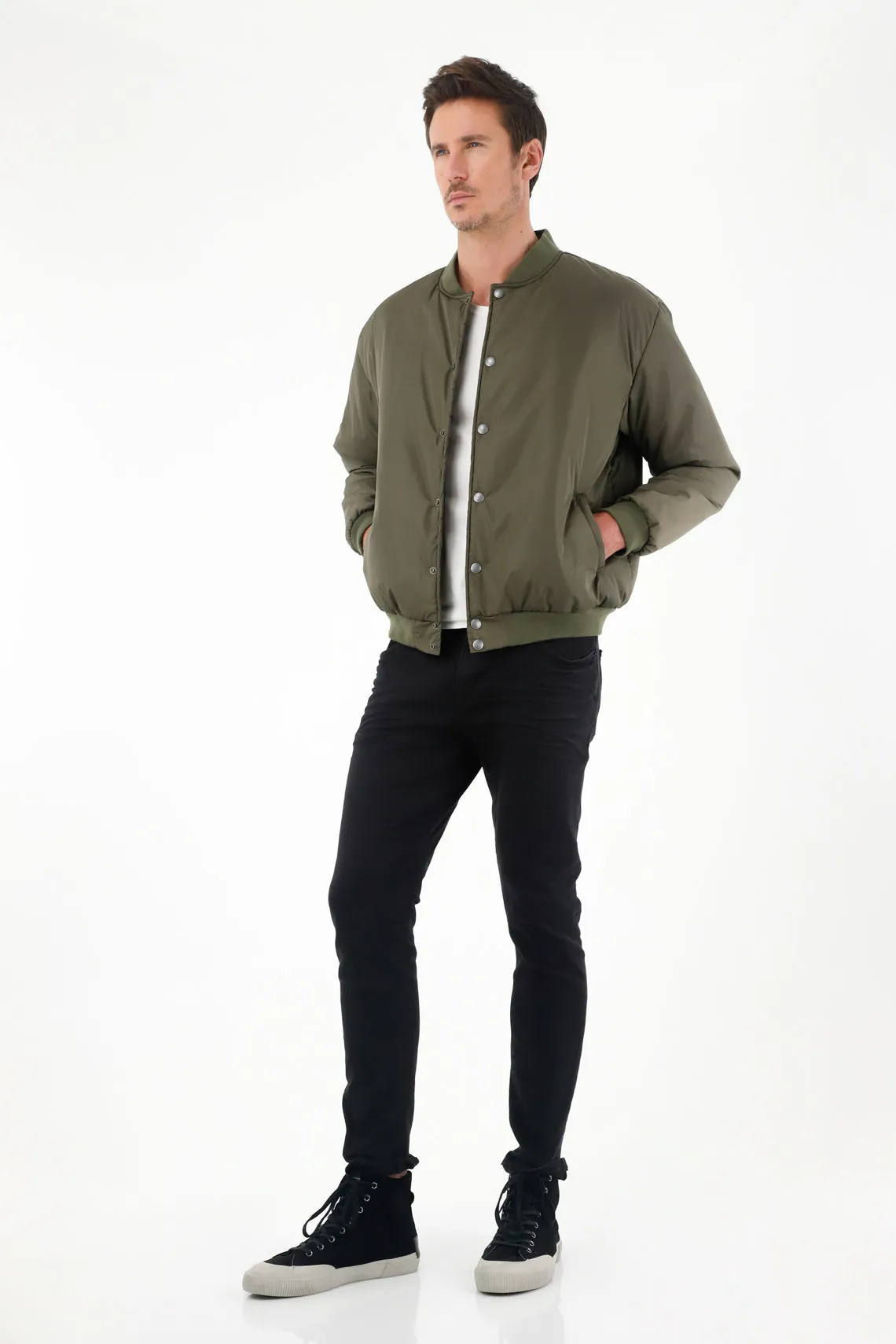 Chaqueta Bomber fit verde para hombre