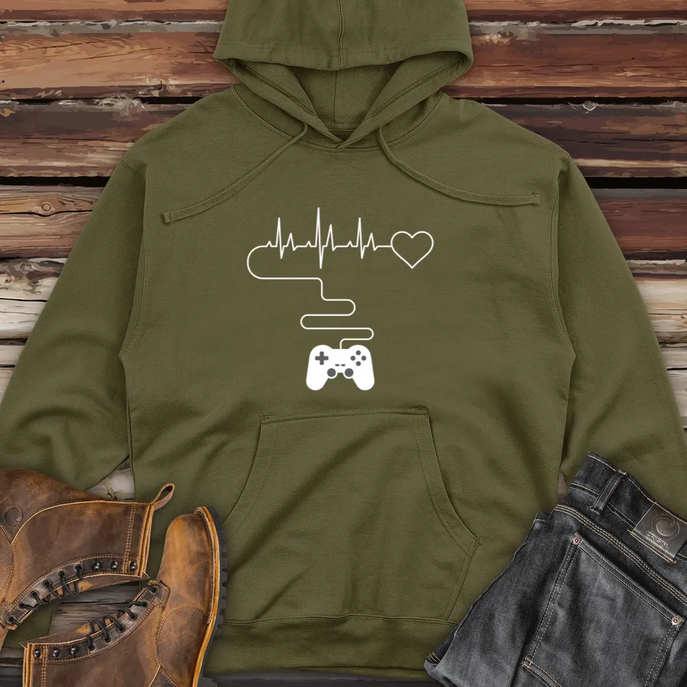 Gamer Heartbeat Midweight Hooded Sweatshirt