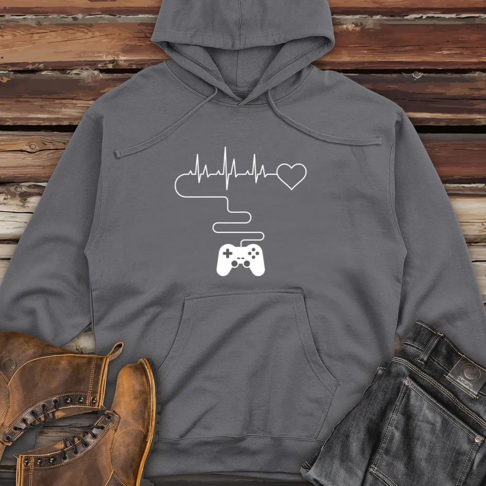 Gamer Heartbeat Midweight Hooded Sweatshirt