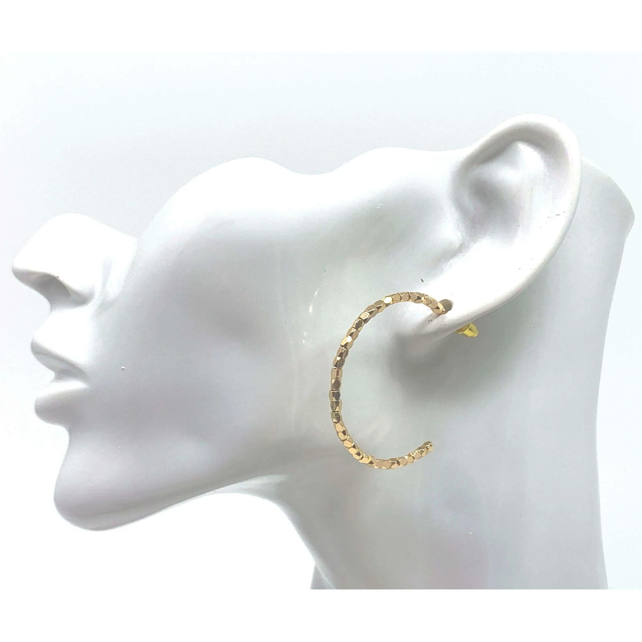 Gold Beaded Hoop Earrings