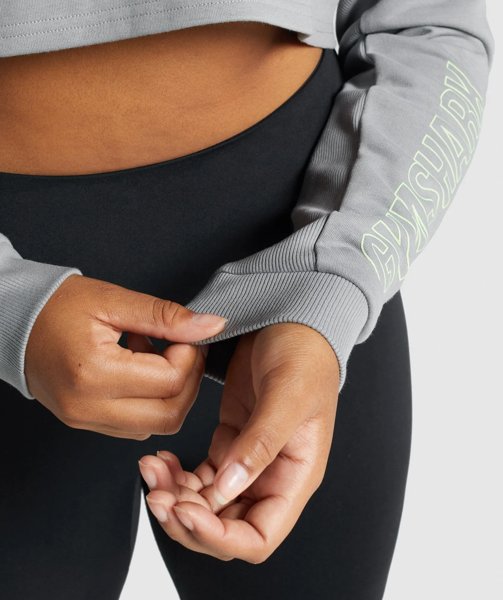 Gymshark Apollo Graphic Cropped Sweater - Smokey Grey