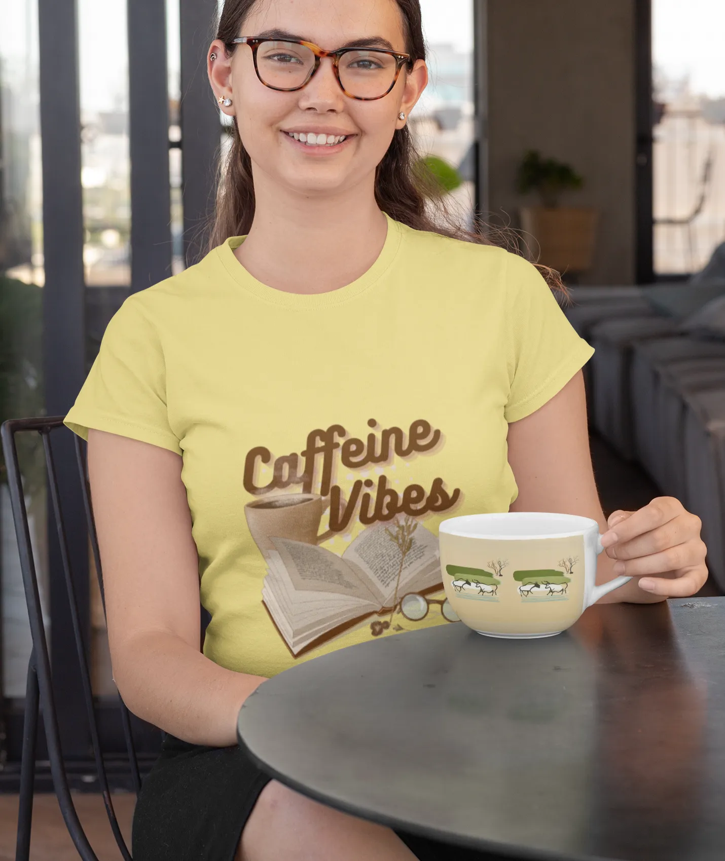 Happiness, Coffee and Book T Shirt for Women D23