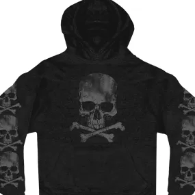 Hot Leathers Skull and Crossbones Black Pull Over Hoodie GMD4305