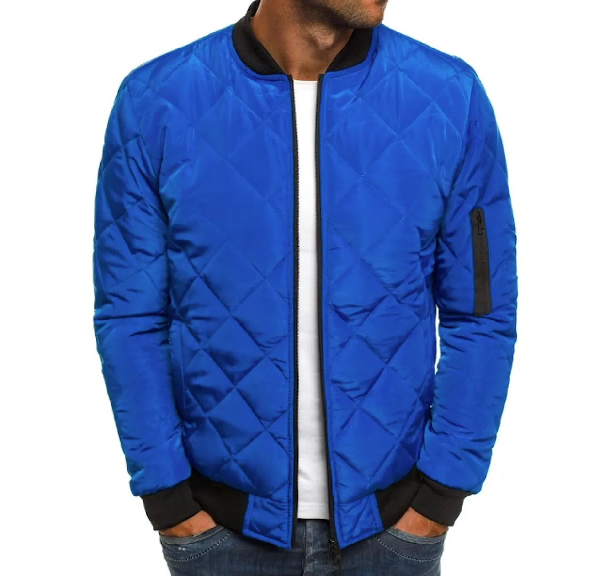 Mens Quilted Bomber Jacket