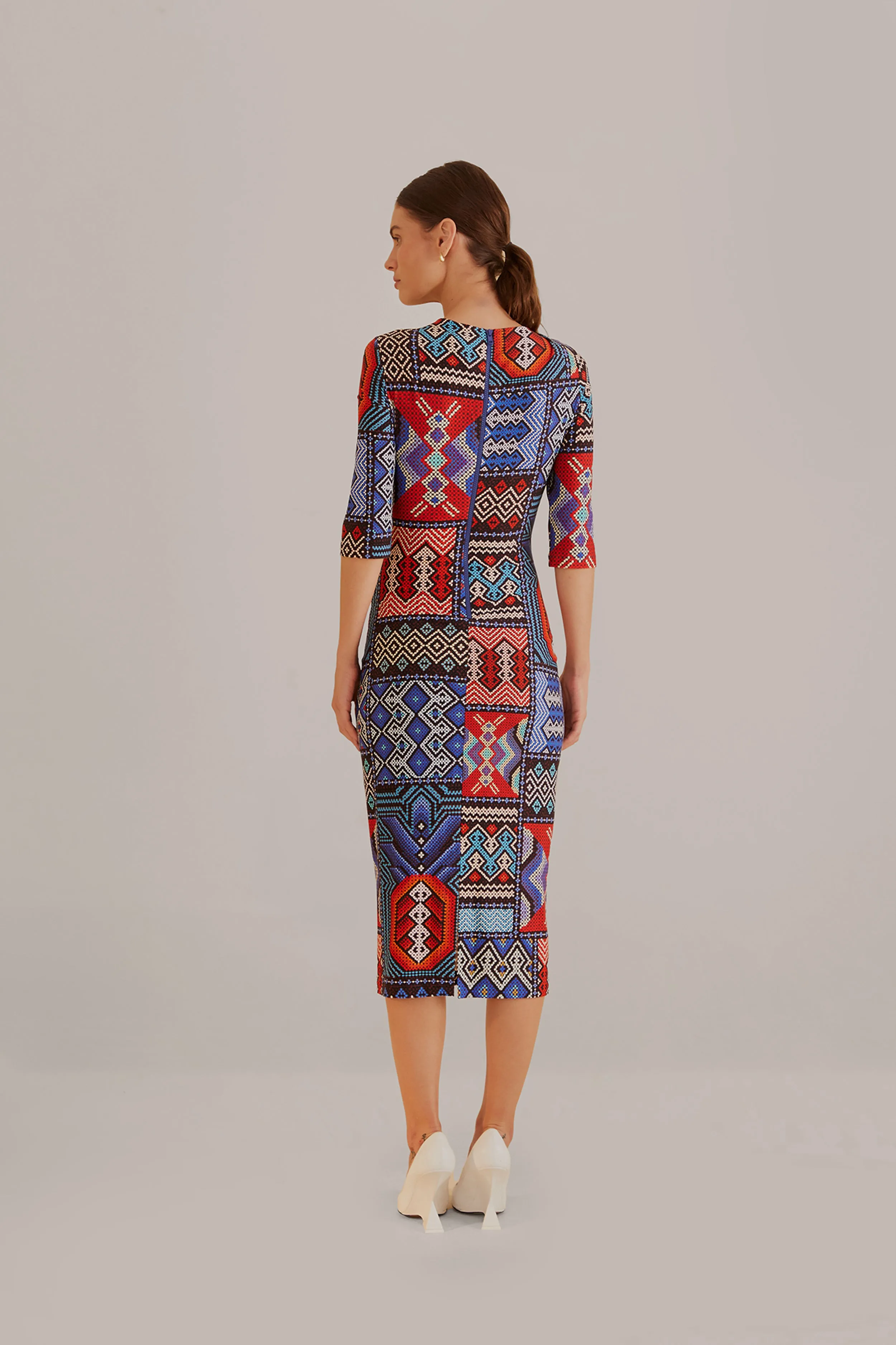 Multicolor Rauti Short Sleeve Midi Dress