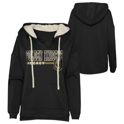 NHL Vegas Golden Knights Girls' Long Sleeve Poly Fleece Hooded Sweatshirt - L