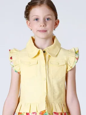 One Friday Girls Yellow Peplum Cotton Jacket