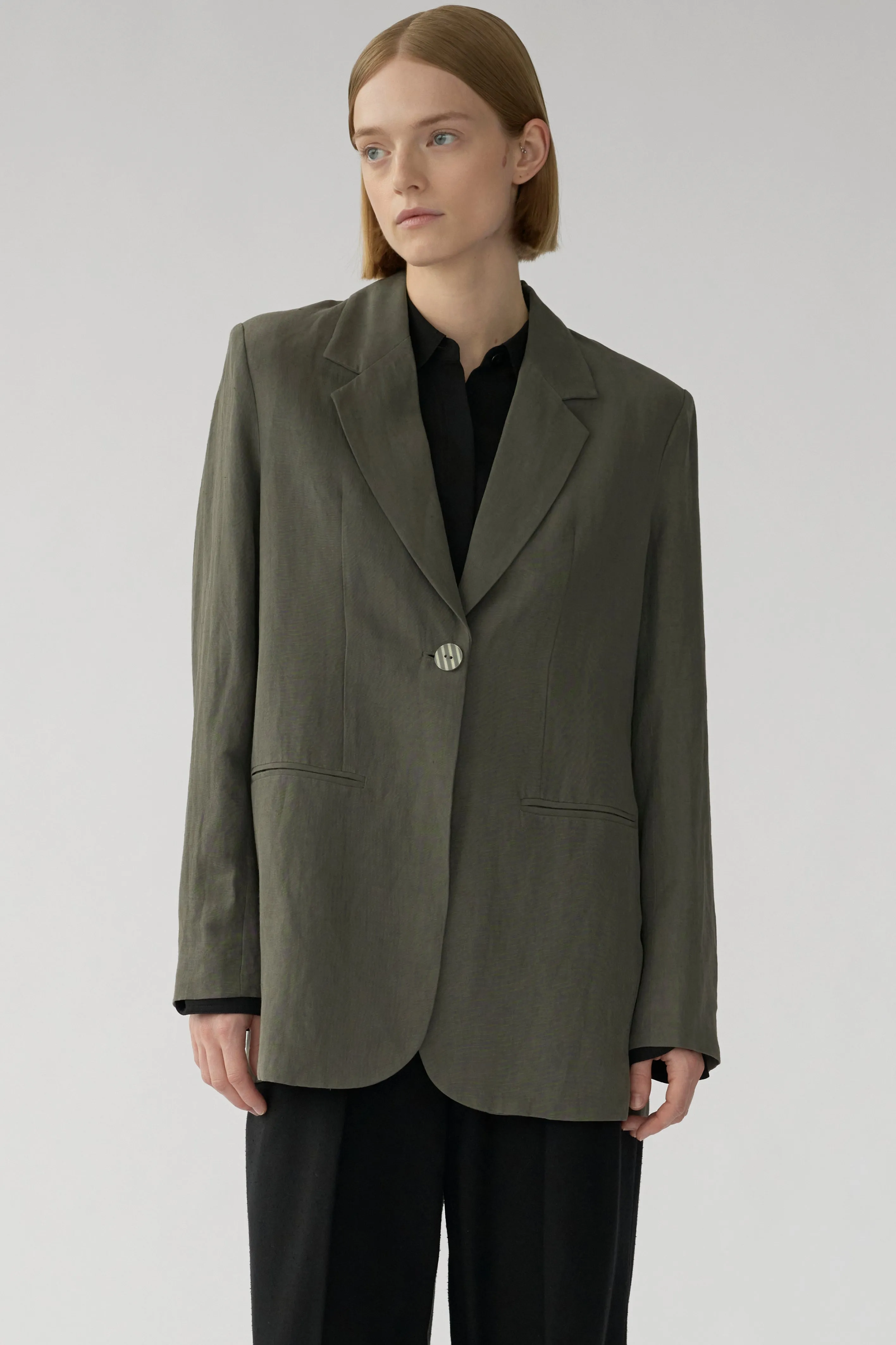 OTIS BLAZER - SAGE GREY - SILK/LINEN