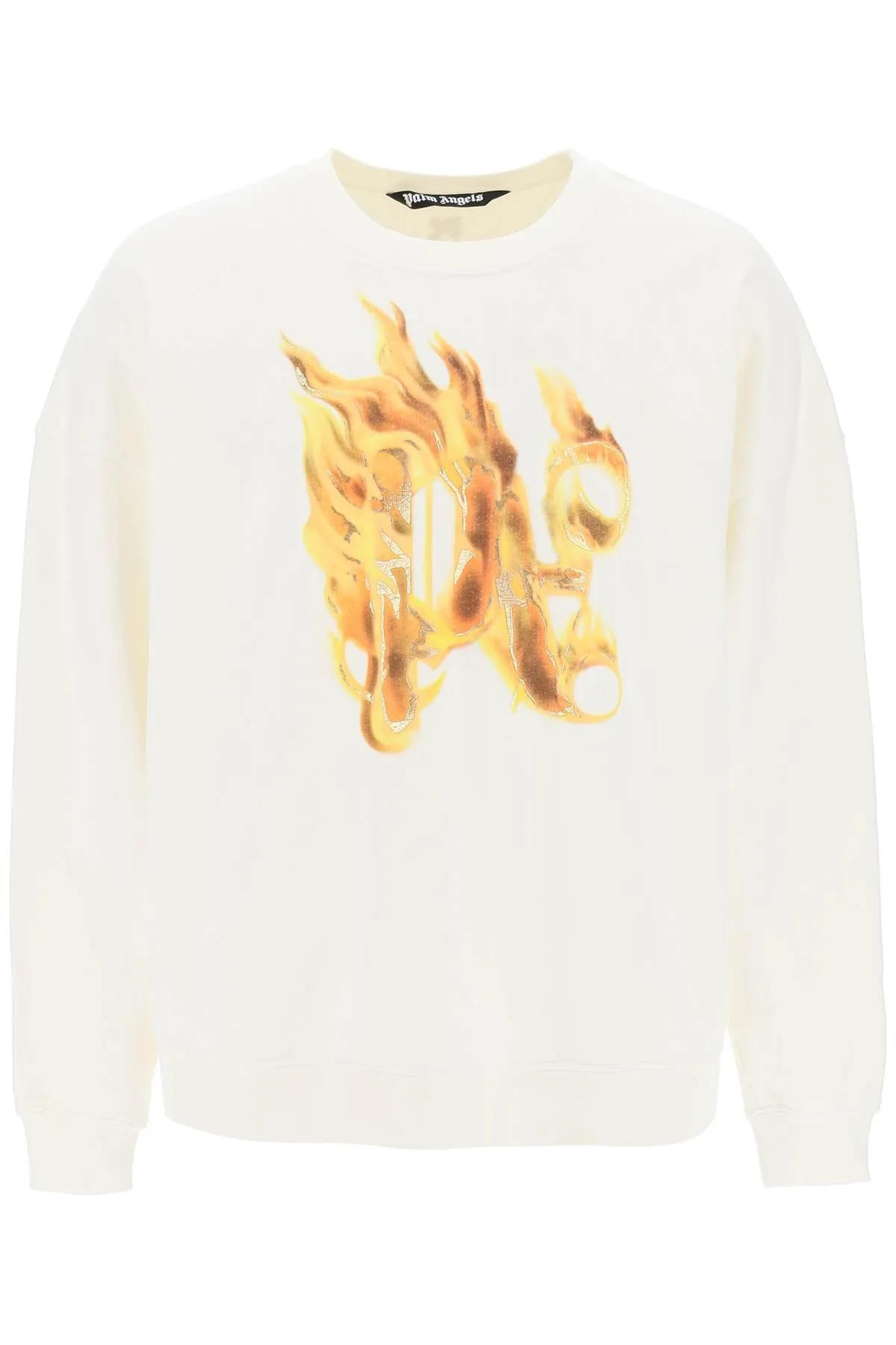 "burning monogram crewneck PMBA074R24FLE004 OFF WHITE GOLD