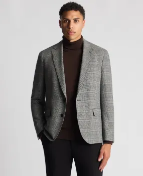 Slim Fit Checked Wool-Blend Jacket