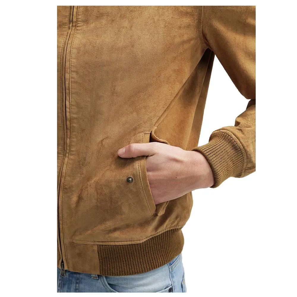 Suede Leather Bomber Jacket