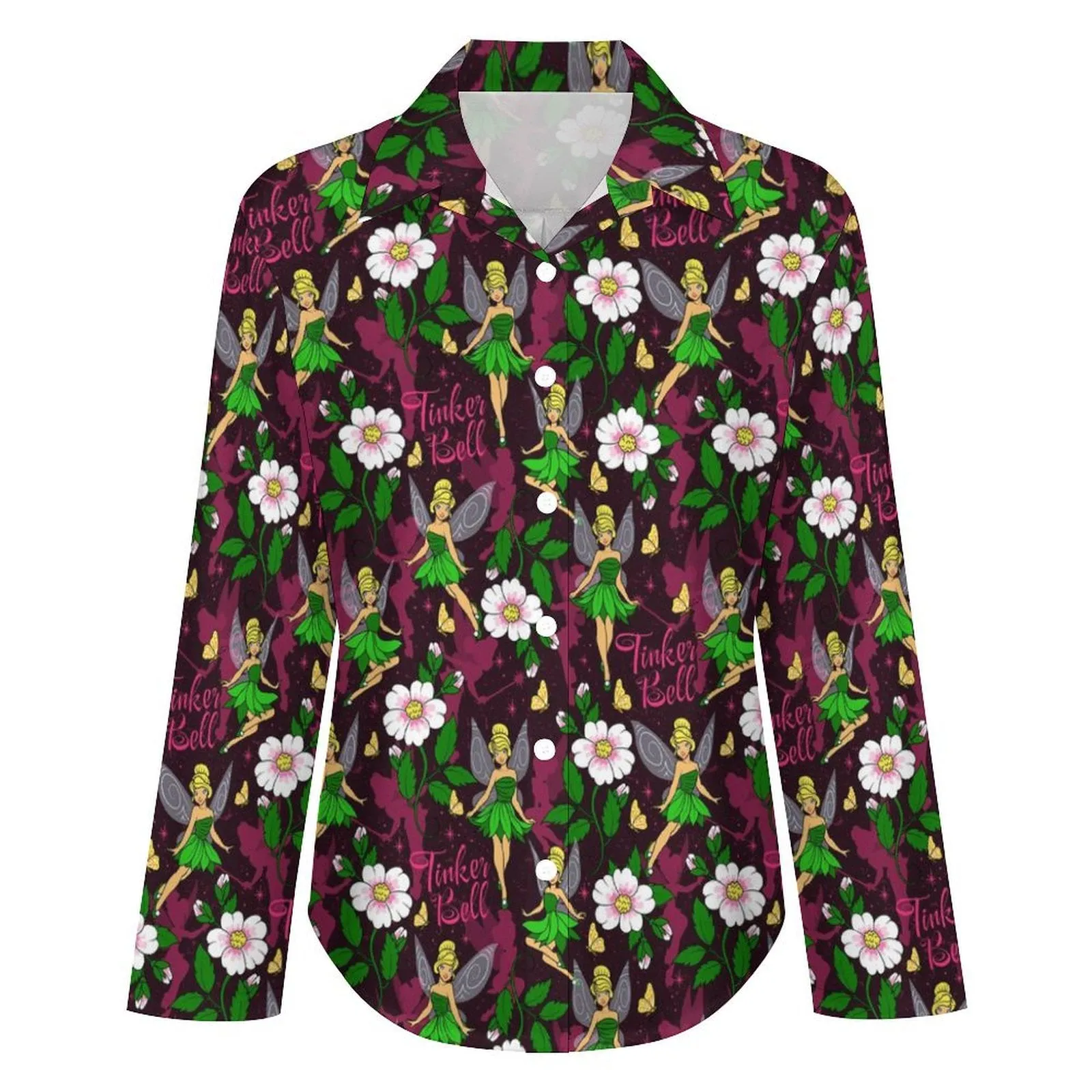 Tinker Bell Long Sleeve Button Up Blouse