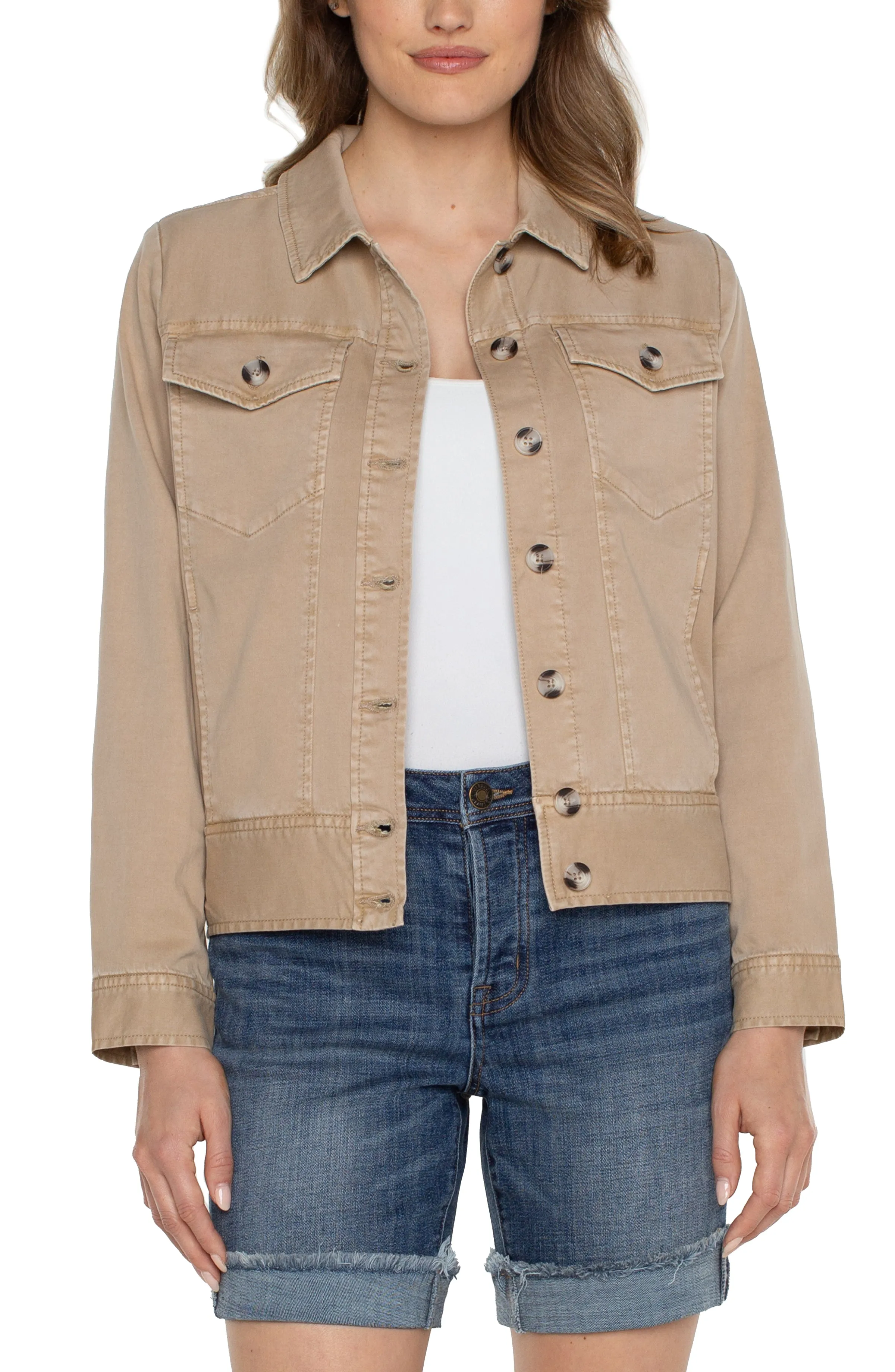 TRUCKER JACKET WITH ELASTIC WAISTBAND