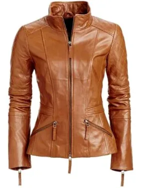 Women Light brown Leather Jacket