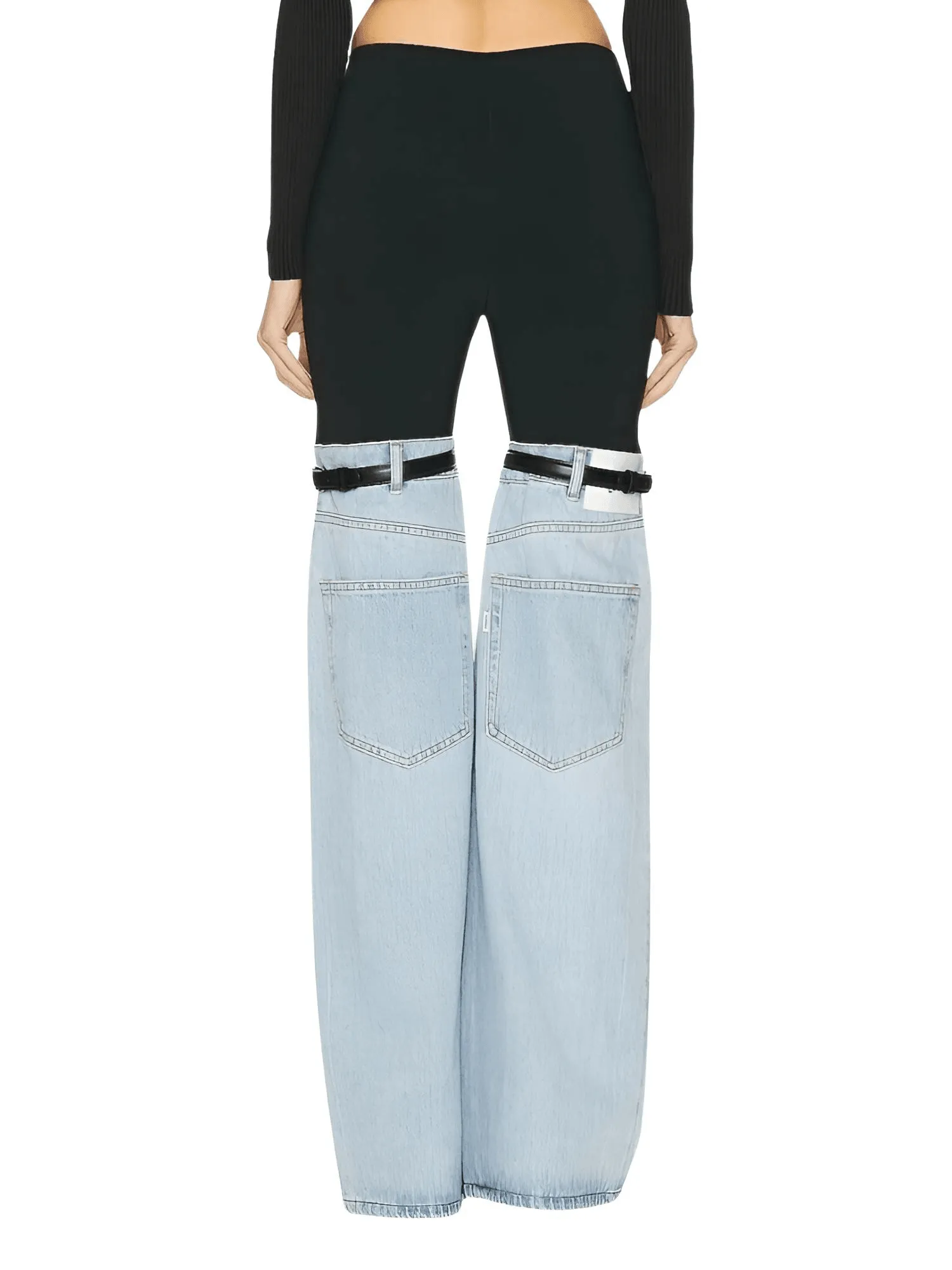 Women's High Waist Straight Leg Patchwork Jeans